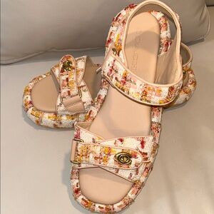 Coach Peyton Tweed Platform NWT Sandals with Turnlocks